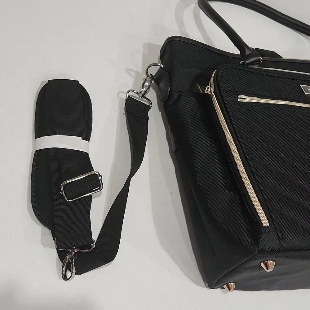 Kenneth Cole Black Quilted Chevron Laptop Travel Work Tote Bag NEVER USED